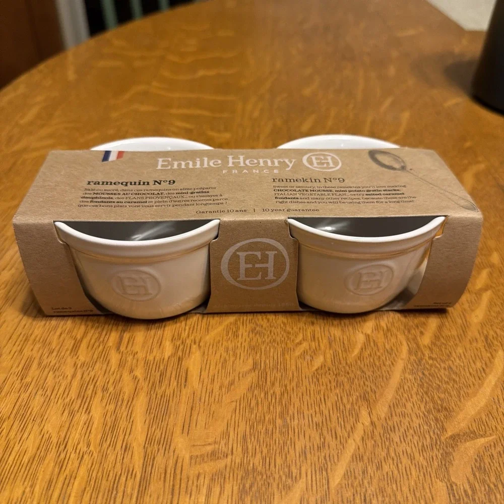 NEW in Box Emile Henry France Ramekin Set Of 2 White No. 9